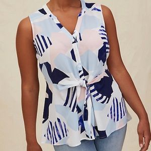 Torrid Peplum Tie Front Sleeveless Blouse